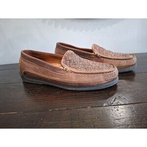 EUC Dockers Brazilian Brown Leather Woven Slip On Loafers/Pre-owned, Size 11m
